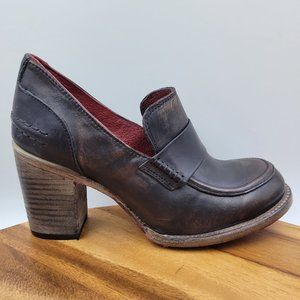 Freebird Bellevue Loafer Shoes Women's 9 Brown Leather Distressed Chunky Heels